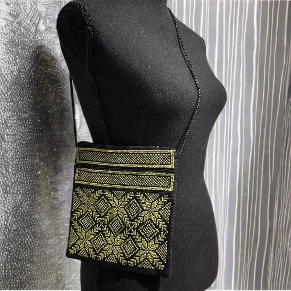 Tatreez Handmade Crossbody & Wallet Pouch Embroidered Cross Stitched Palestinian